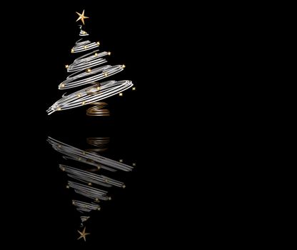 3D render of a metallic Christmas tree