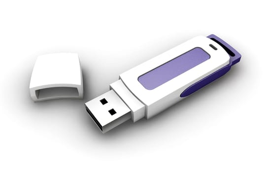 3D render of a USB pen drive