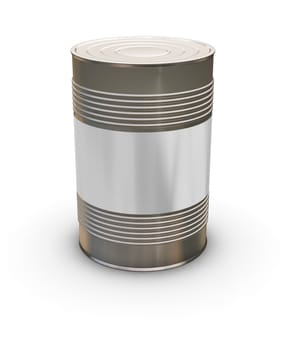 3D render of a tin can with a blank label