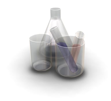 3D render of test tubes and flasks