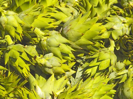 artichokes on a market stall