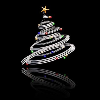 3D render of a metallic Christmas tree