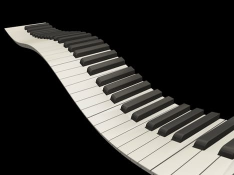 3D render of wavy piano keys