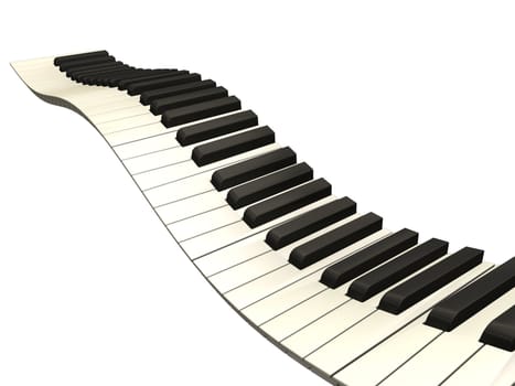 3D render of wavy piano keys