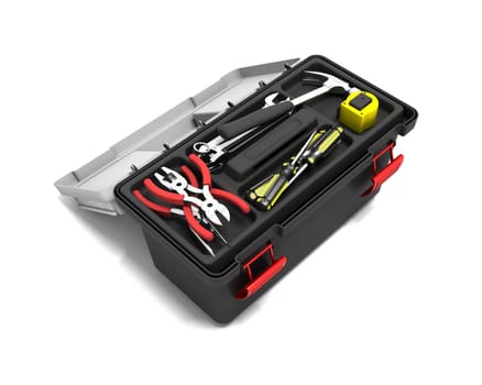 3D render of a toolbox full of tools