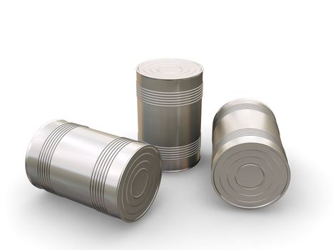 3D render of tin cans