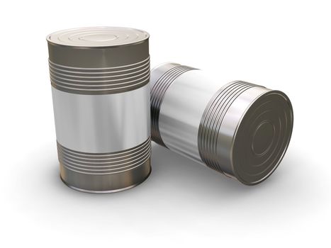 3D render of tin cans with a blank label