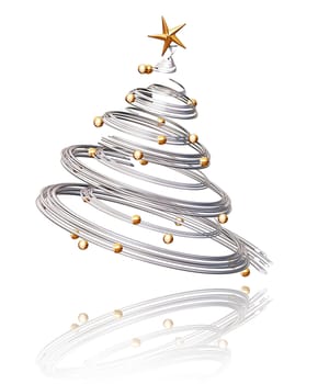 3D render of a metallic Christmas tree