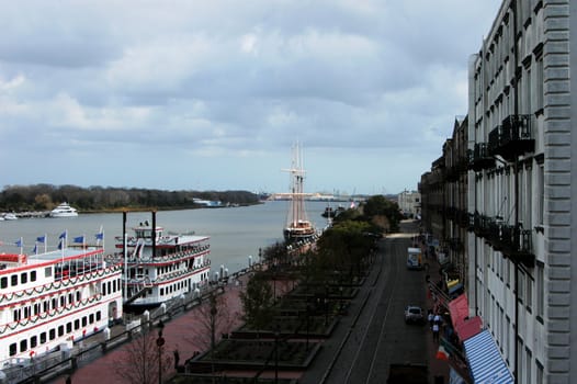 River front in Savannah Georgia during the late fall
