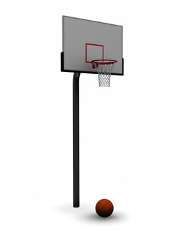 3D render of a basketball with net
