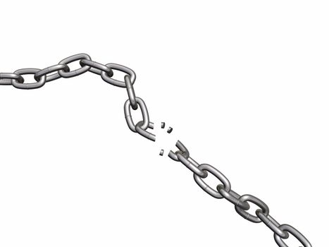 3D render of a chain breaking