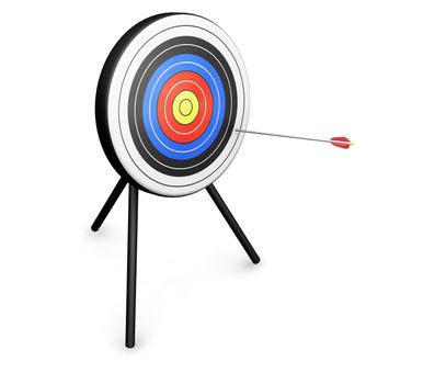 3D render of an arrow hitting a target