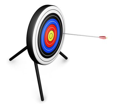 3D render of an arrow hitting a target
