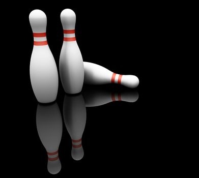 3D render of bowling pins