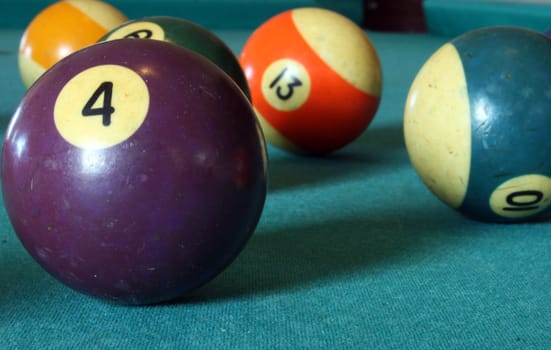 Billiard balls at the playing table