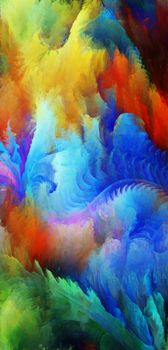 Never Worlds series. Backdrop composed of colorful dimensional fractal worlds and suitable for use in the projects on fantasy, dreams, creativity,  imagination and art