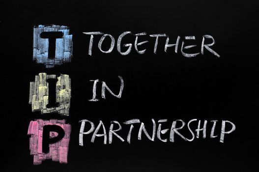 TIP acronym, drawn with chalk on blackboard