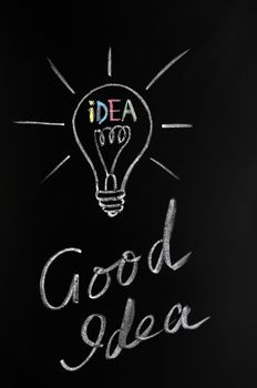 Light bulb drawn with chalk, symbol of innovation and idea