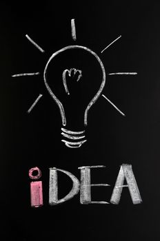 Light bulb drawn with chalk, symbol of innovation and idea