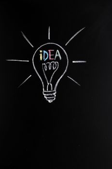 Light bulb drawn with chalk, symbol of innovation and idea