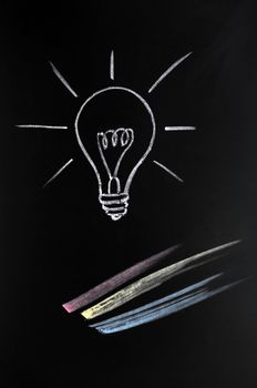 Light bulb drawn with chalk, symbol of innovation and idea