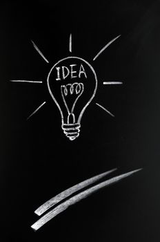 Light bulb drawn with chalk, symbol of innovation and idea