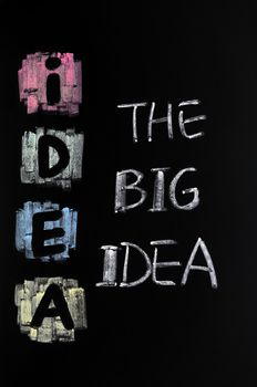 Big idea drawn with chalk on a blackboard