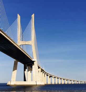 The big Vasco da Gama bridge in Lisbon, Portugal