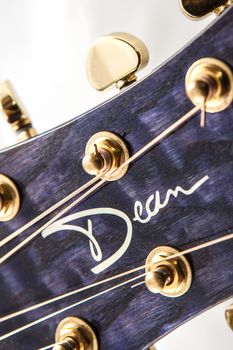 Detail shots of a beautiful acoustic electric guitar