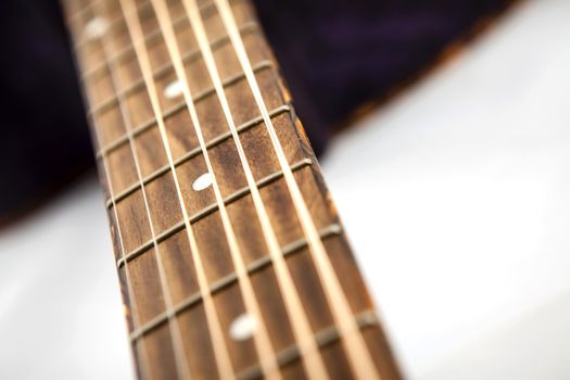 Detail shots of a beautiful acoustic electric guitar