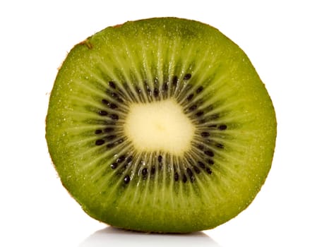 half part of kiwi fruit with the seeds inside