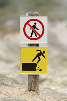 Warning sign at Wai-O-Tapu volcanic area, New Zealand