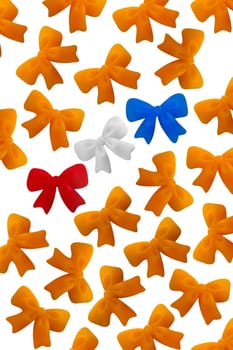 a lot of orange bows, symbol of the dutch coronation