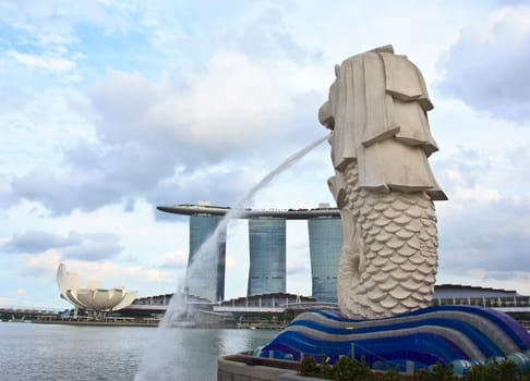 merlion in merlion park at singapore