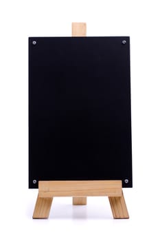 A chalk menu board with wood frame, erased and ready for your message