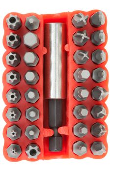 set of heads for screwdriver isolated on white background