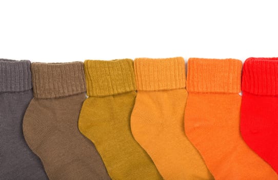 Colored socks isolated on white background