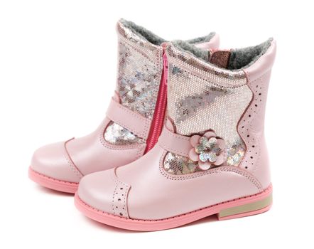 Children winter boot isolated on white background