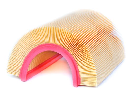 Car air filter isolated on white background.