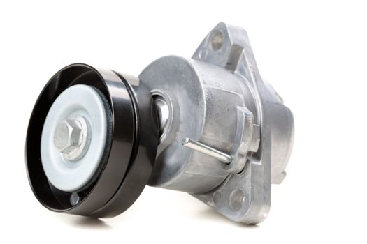 generator belt tensioner pulley. Parts of the car. Isolate on white.