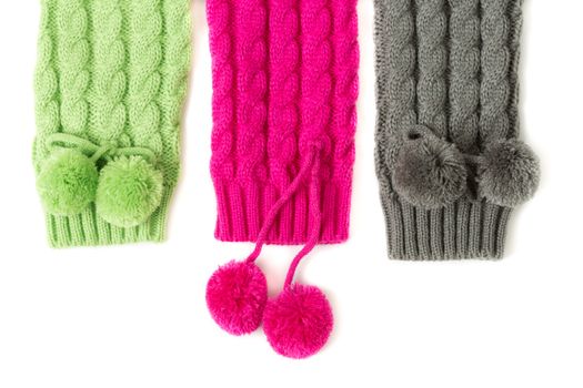 colored knitted leggings isolated on a white background