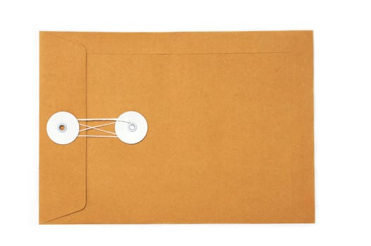 Blank business brown paper envelope backside on isolated