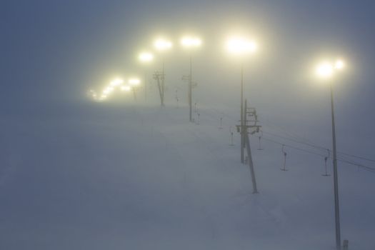 blizzard on the ski slopes