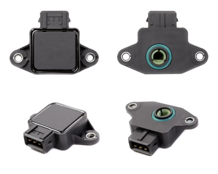 Collage of four throttle position sensor. Isolate on white.