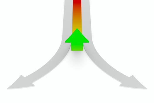 Movement direction to success. Isolated 3D image