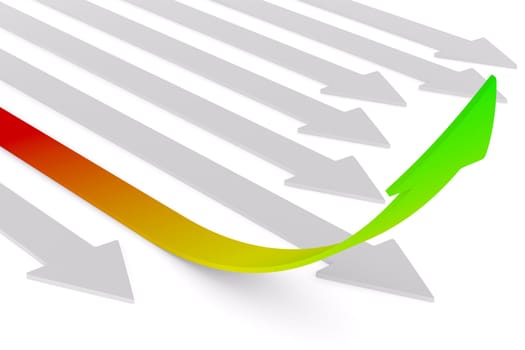 Movement direction to success. Isolated 3D image
