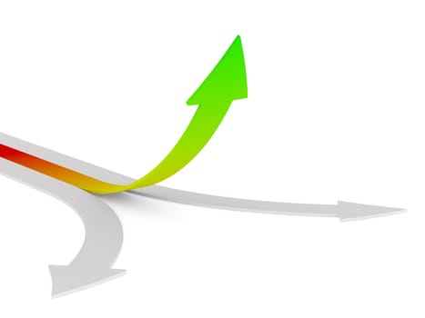Movement direction to success. Isolated 3D image