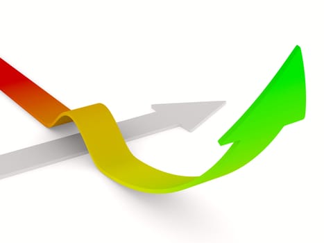 Movement direction to success. Isolated 3D image