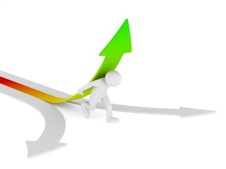 man climb arrow. Isolated 3D image