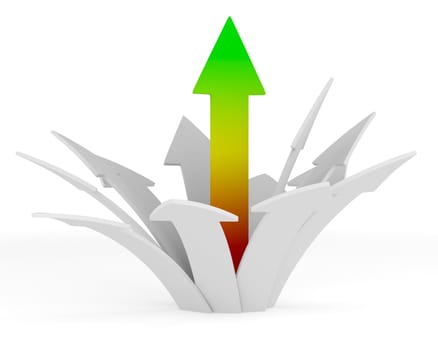 Movement direction to success. Isolated 3D image